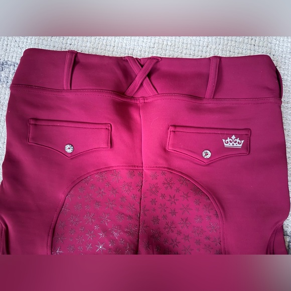 ESPRIT L WINTER RIDING BREECHES pull on breeches - RUBY RED - Picture 3 of 6